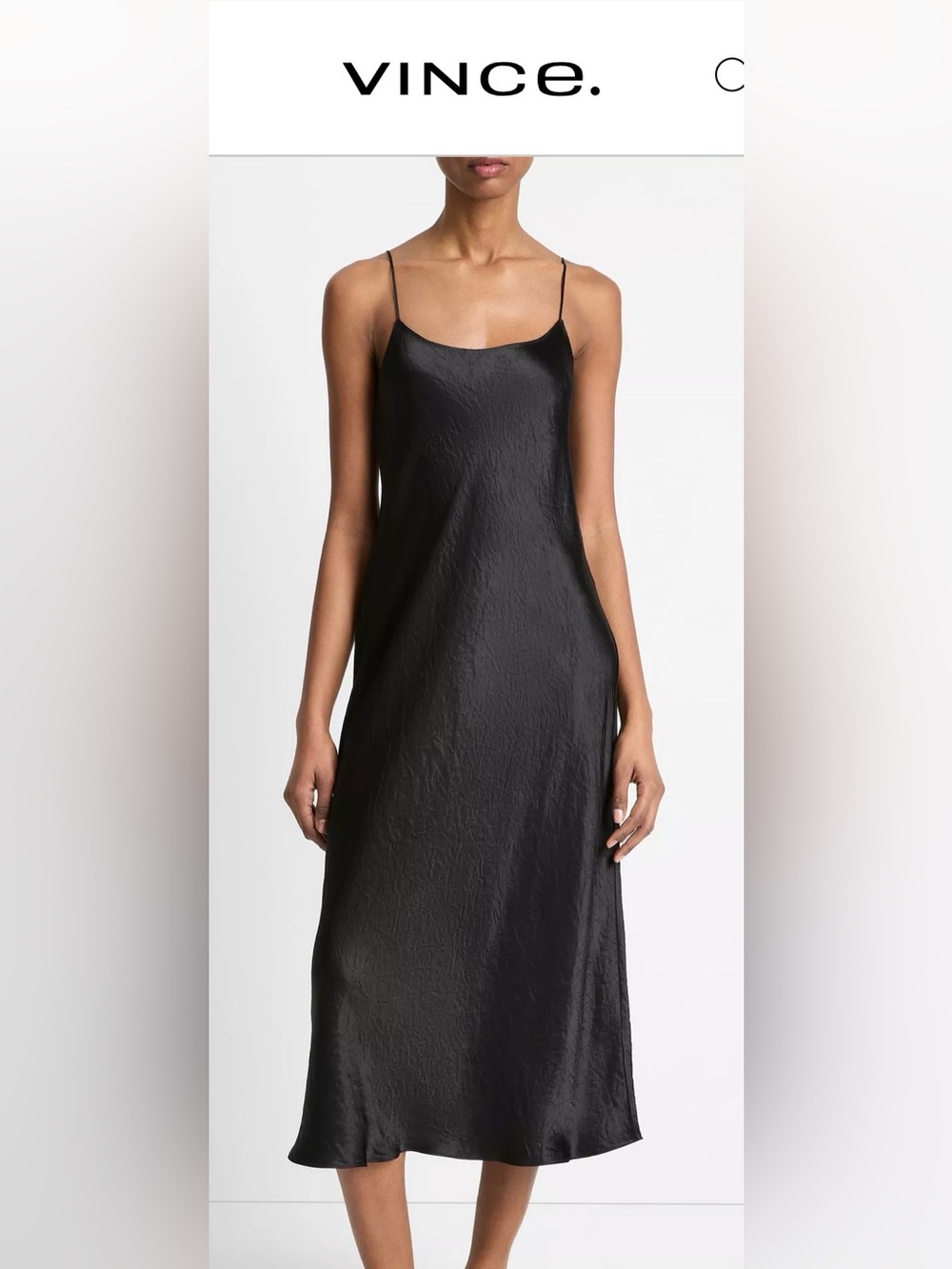 Vince Black Satin-Effect Midi Slip Dress